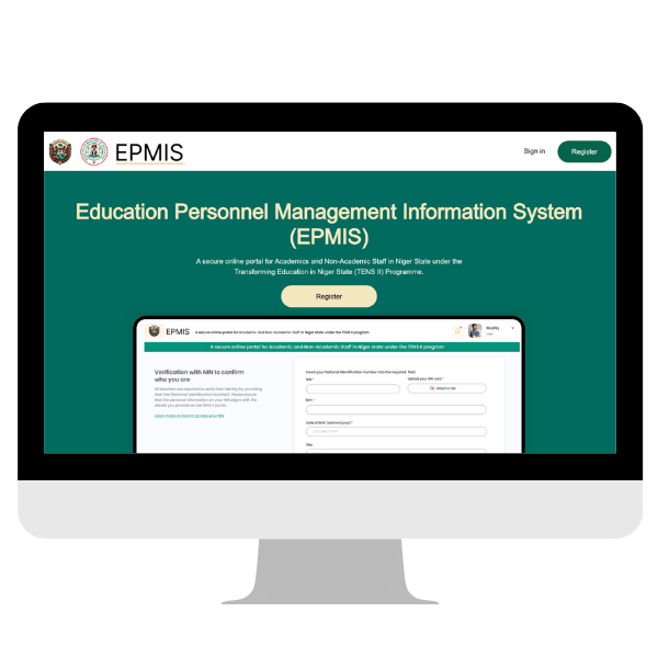 EPMIS portal displayed on a desktop monitor