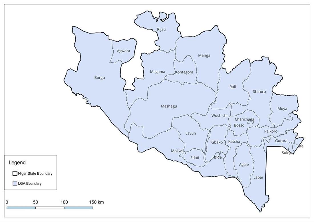 Political map of Niger State's local government areas